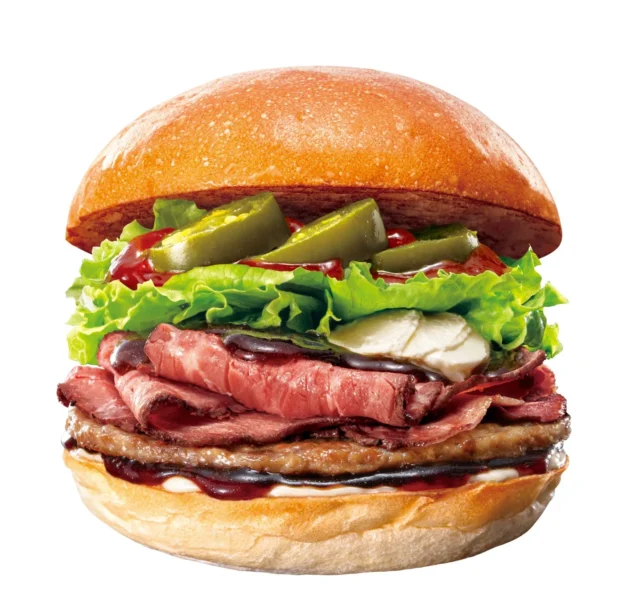 ロッテリアの「旨辛ローストビーフバーガー」の単体写真