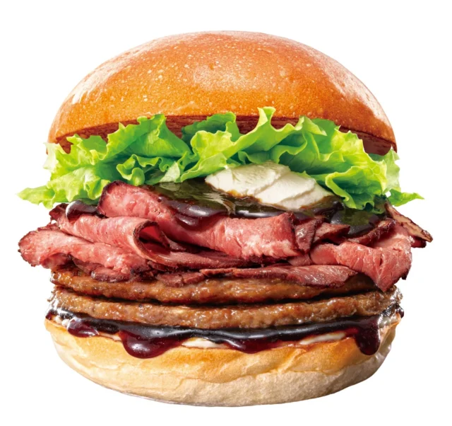 ロッテリアの「ダブルローストビーフバーガー」の単体写真