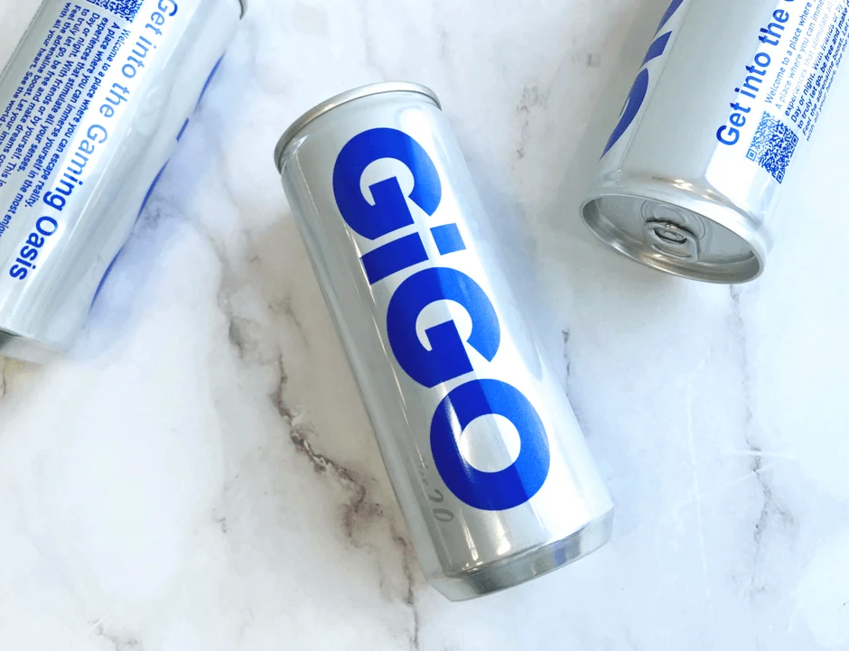 オープン記念プレゼントキャンペーンの景品「GiGOソーダ」の缶