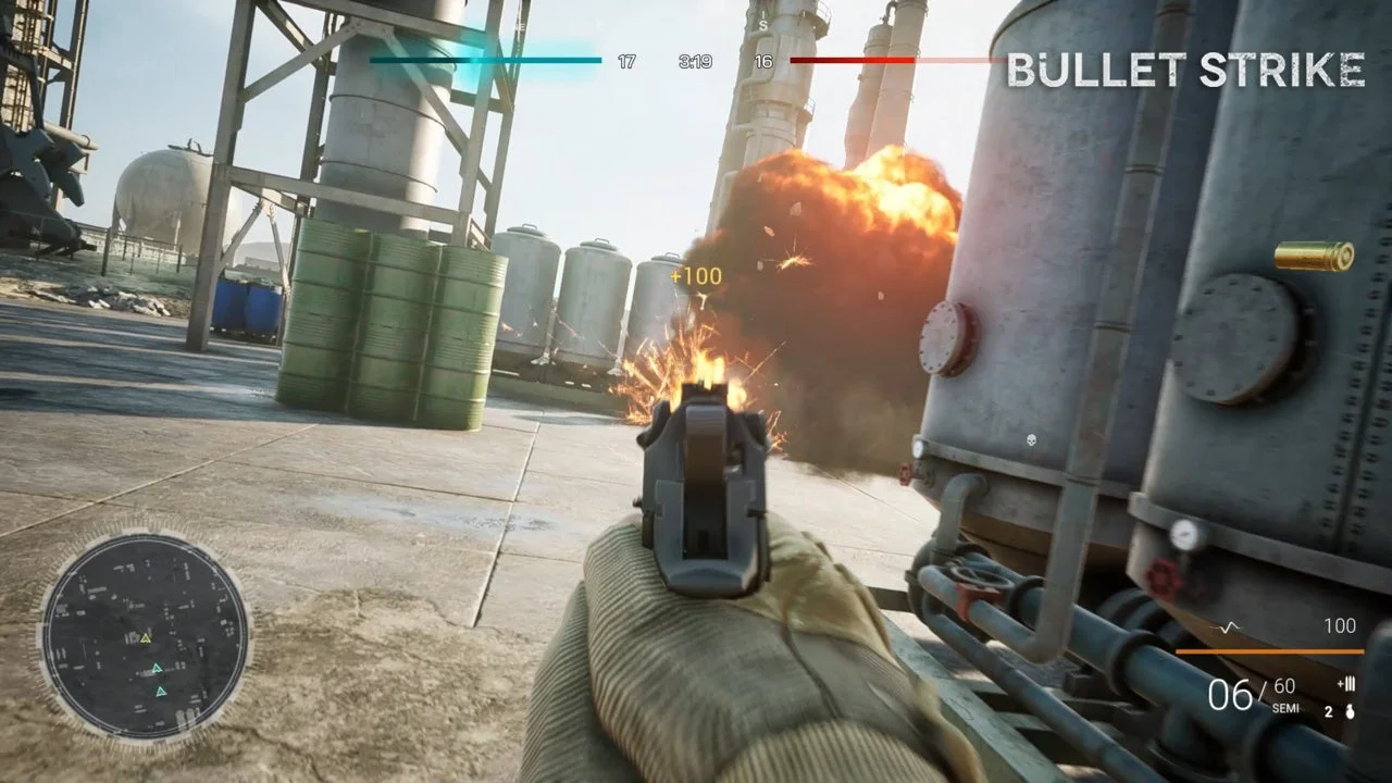 リアルタイム心拍モニターと爆発エフェクトが表示されたゲーム画面