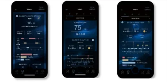 睡眠状態の分析・可視化を示すアプリ画面