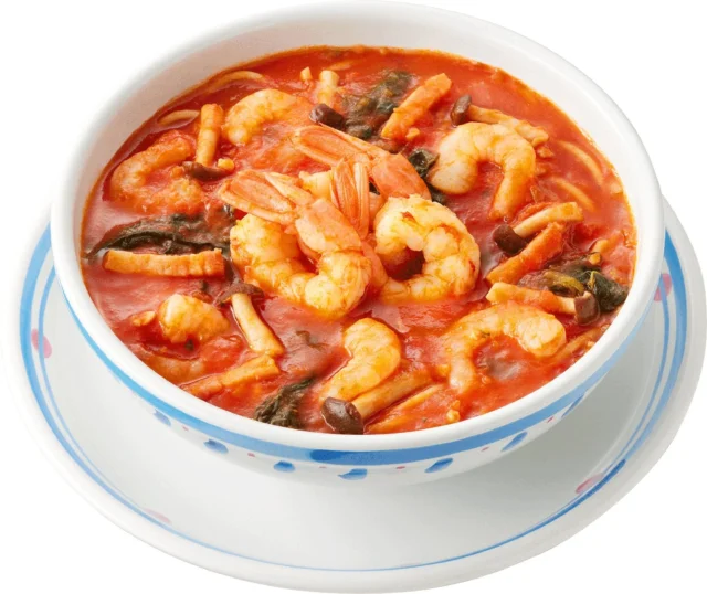 ジョリーパスタ たっぷりエビのガーリックトマトスープ