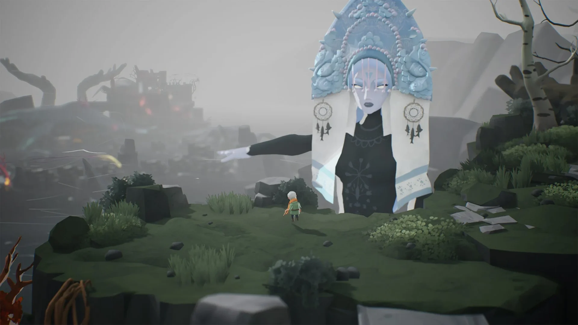 巨大な像と対峙するカジミール、幻想的な『Selfloss』の世界観