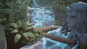 雄大な自然と巨大な顔の像が広がる『Selfloss』の世界