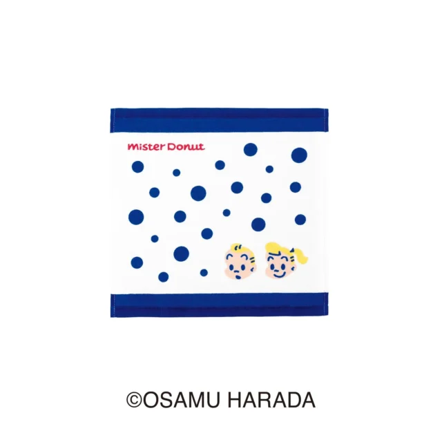 原田治さんのイラストがデザインされたドット柄ハンドタオル