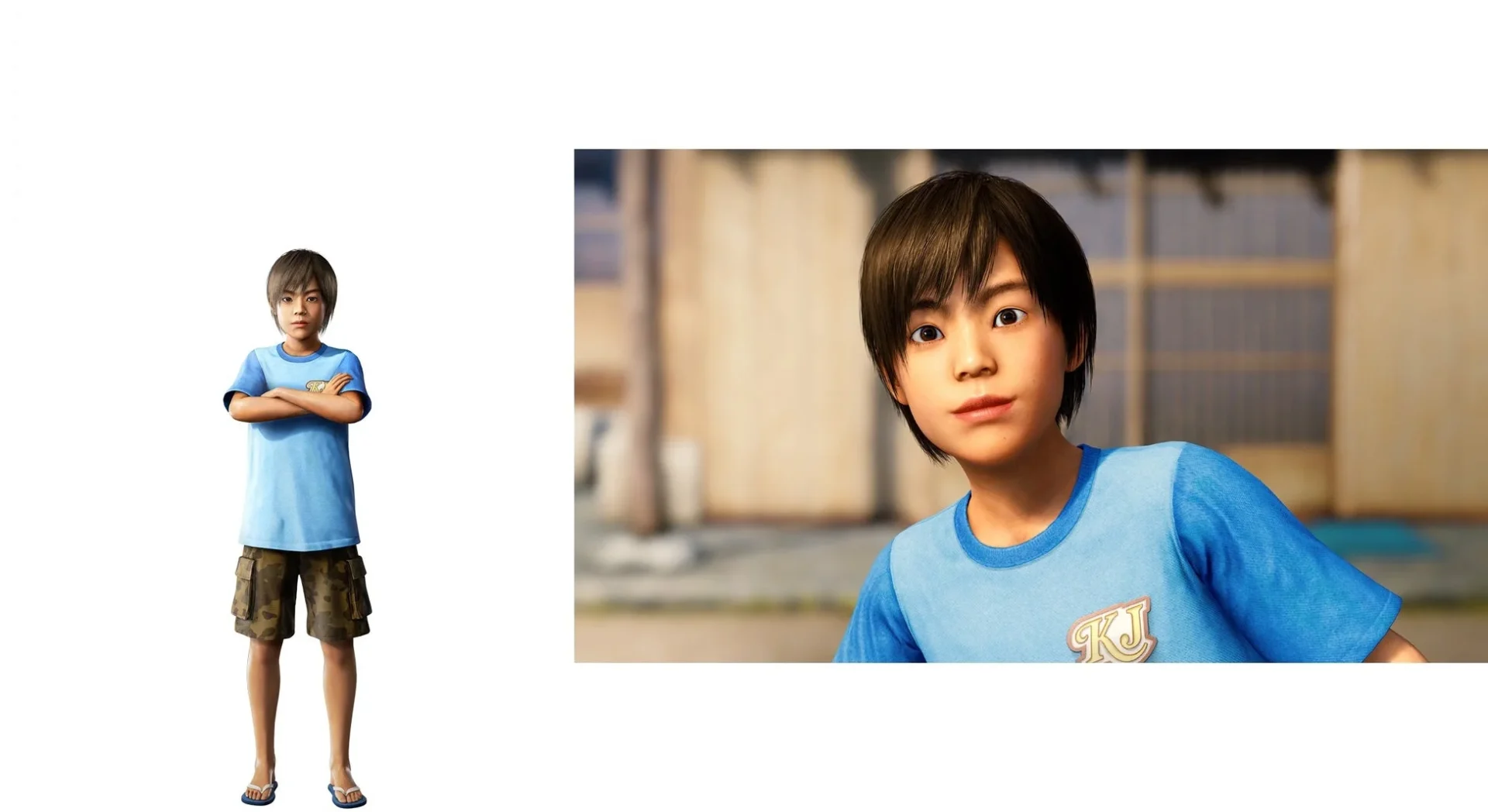 アサガオの子供たちの一人、宏次のキャラクター画像とゲーム画面