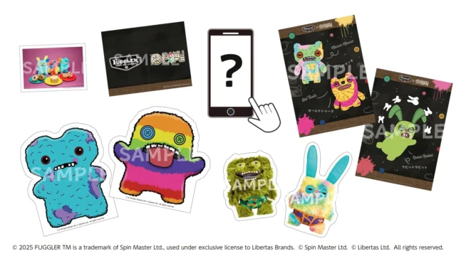 店内コラボ装飾、ARフォトフレーム、グッズ購入特典ステッカーのイメージ