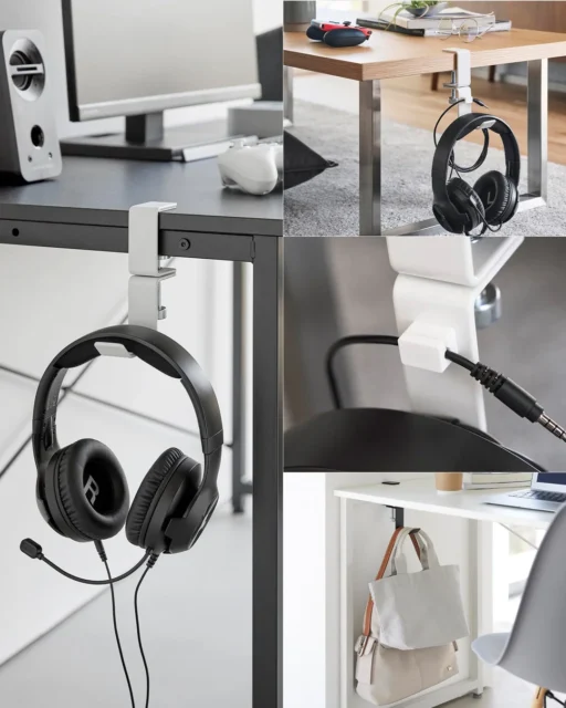 山崎実業の360度回転ヘッドホンホルダーとバッグ収納