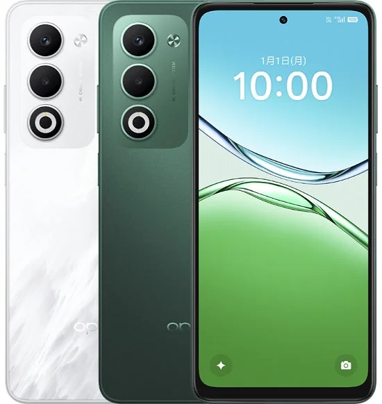 OPPO A5 5Gの製品本体(グリーンとホワイト)