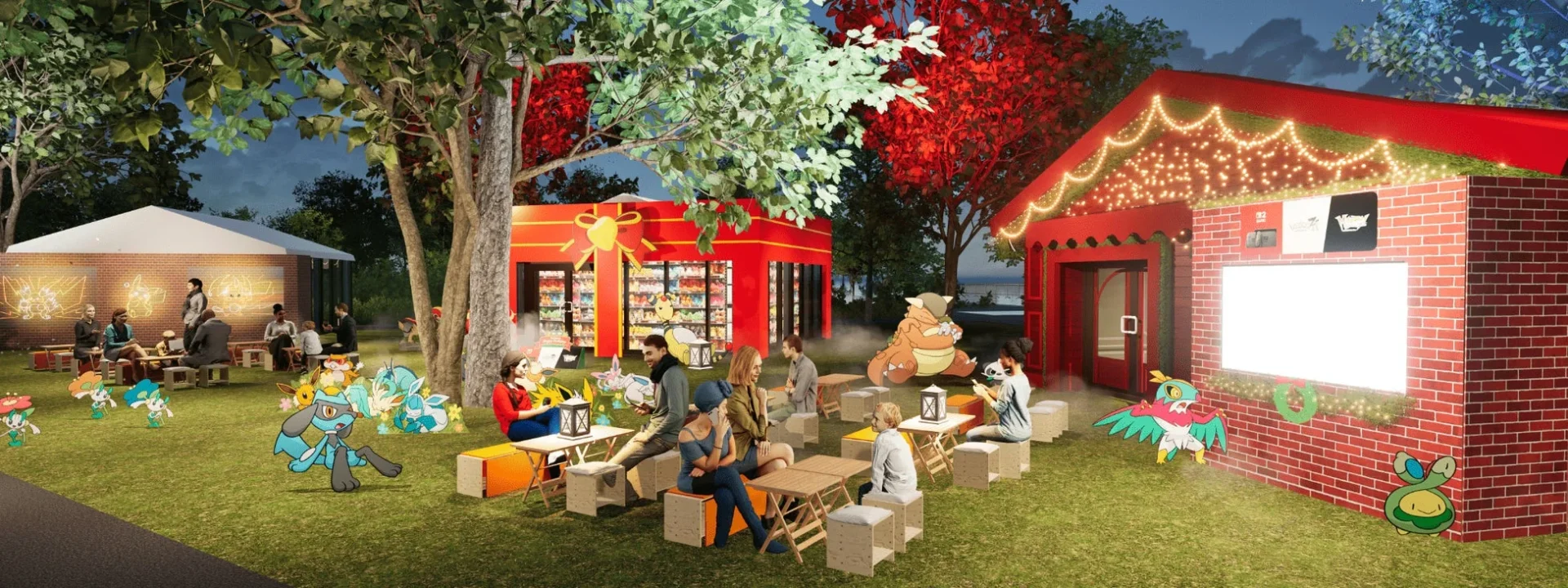 ミアレシティのカフェや作戦会議室をイメージした「ポケモンヒュッテ」