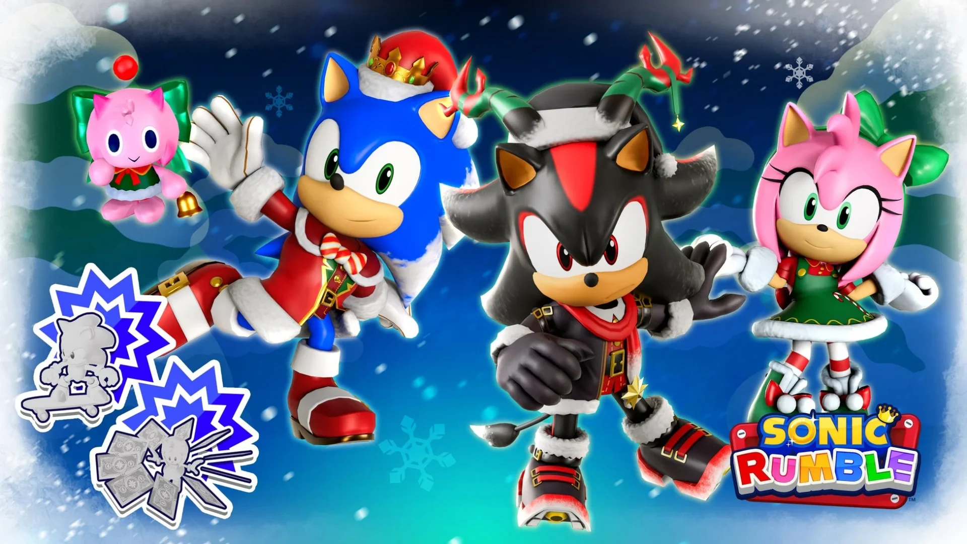 ホリデー衣装のソニック、シャドウ、エミーが勢揃いした『ソニックランブル』メインビジュアル
