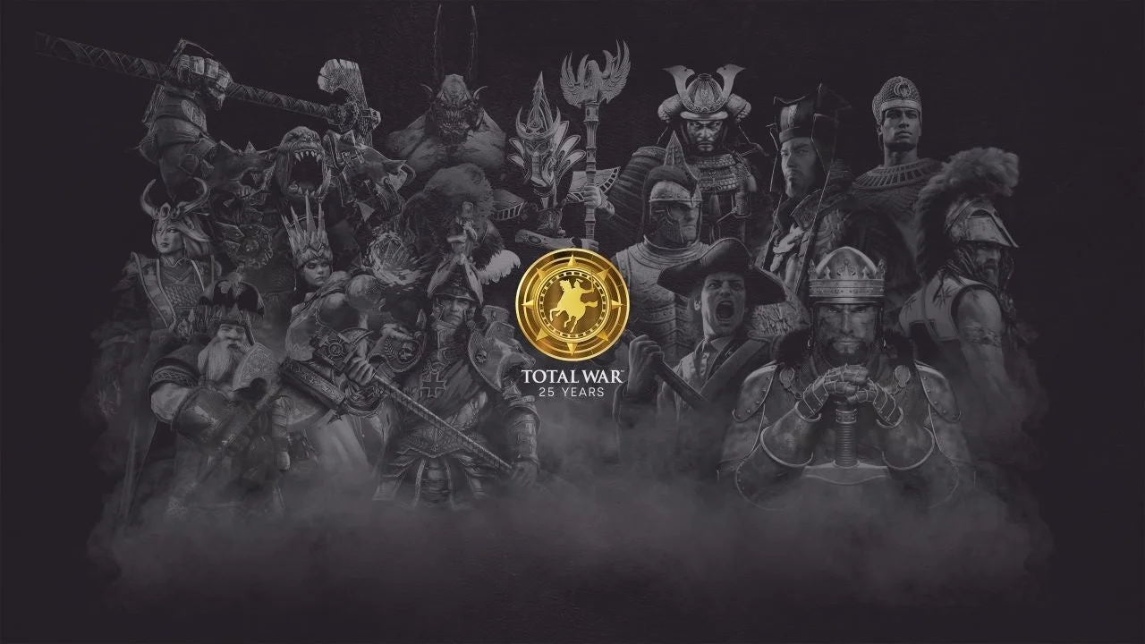 Total War 25周年記念ロゴと歴代シリーズキャラクター