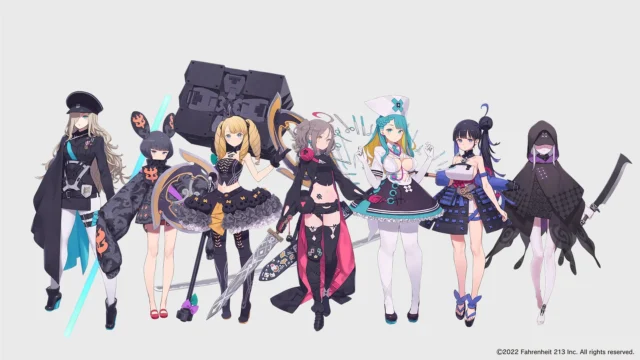 『つるぎ姫』に登場する黒星紅白デザインのキャラクター群