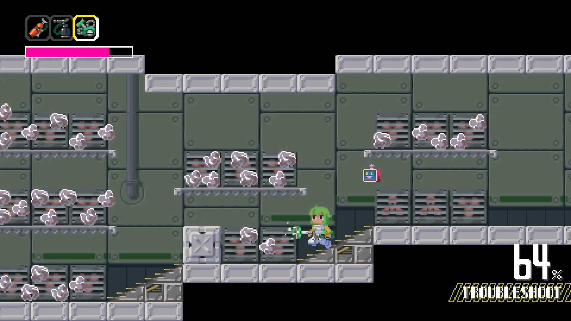 船内でトラブルシューティングを行うゲームプレイ画面