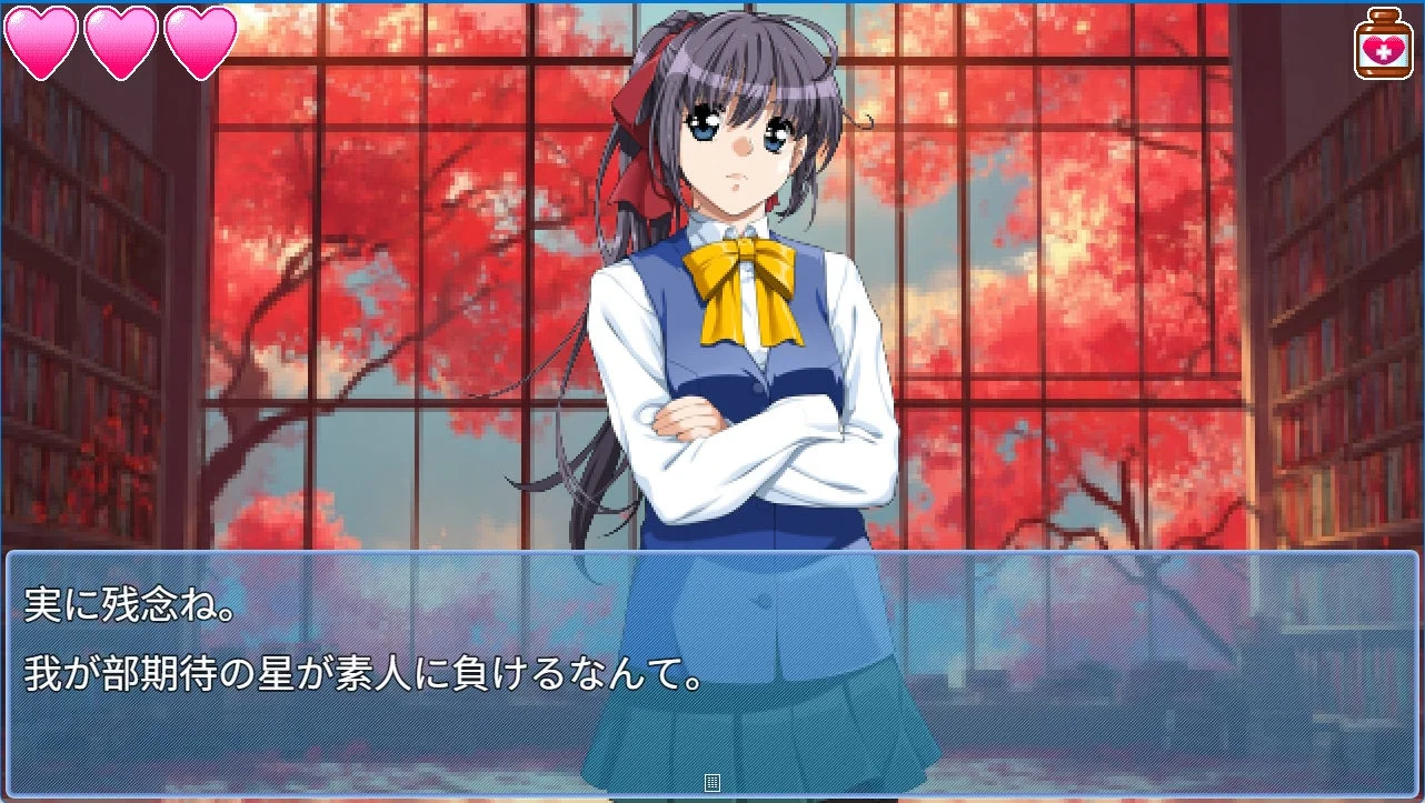 ゲームパートの対戦画面でキャラクターがセリフを話す様子