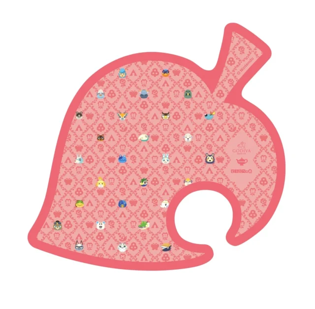 どうぶつの森デザインのピンクの葉っぱ形ティーマット