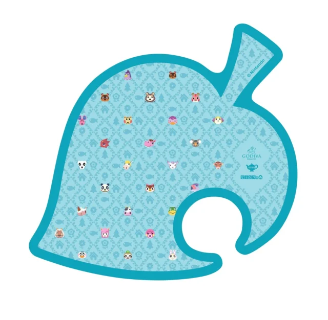 どうぶつの森デザインのブルーの葉っぱ形ティーマット
