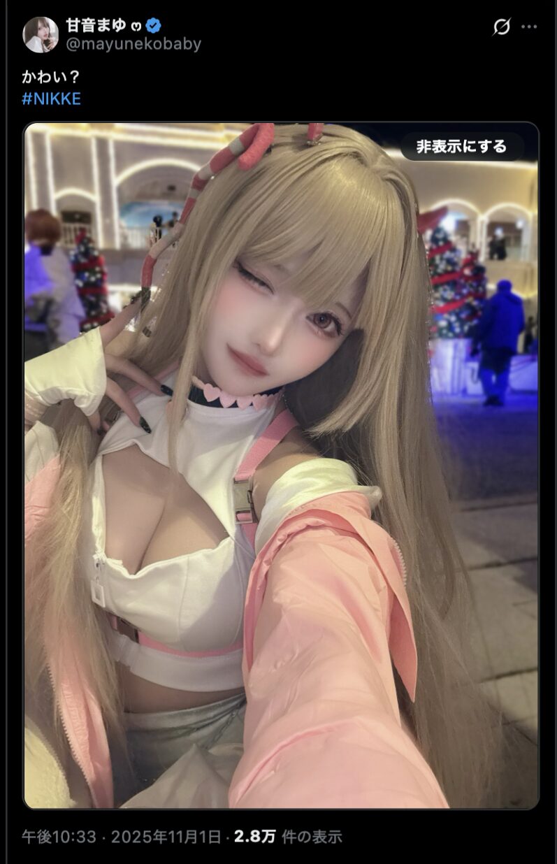 キュートなウィンクが目を奪う！　甘音まゆ、『勝利の女神：NIKKE』バイパーのコスプレ写真を公開