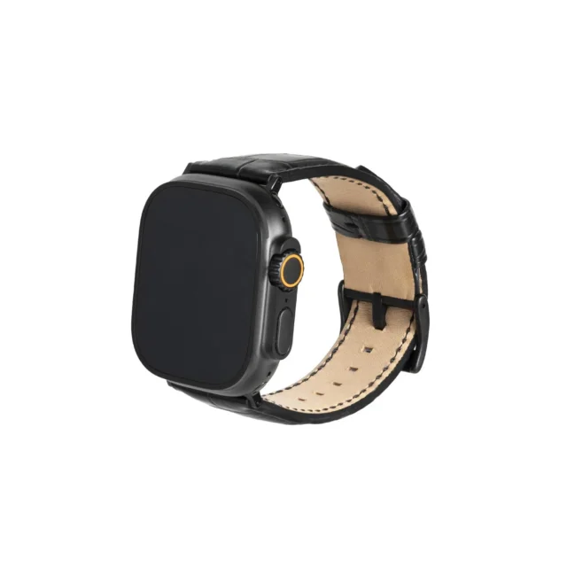 HAGANクロコダイルレザーApple Watchバンド(ブラック)