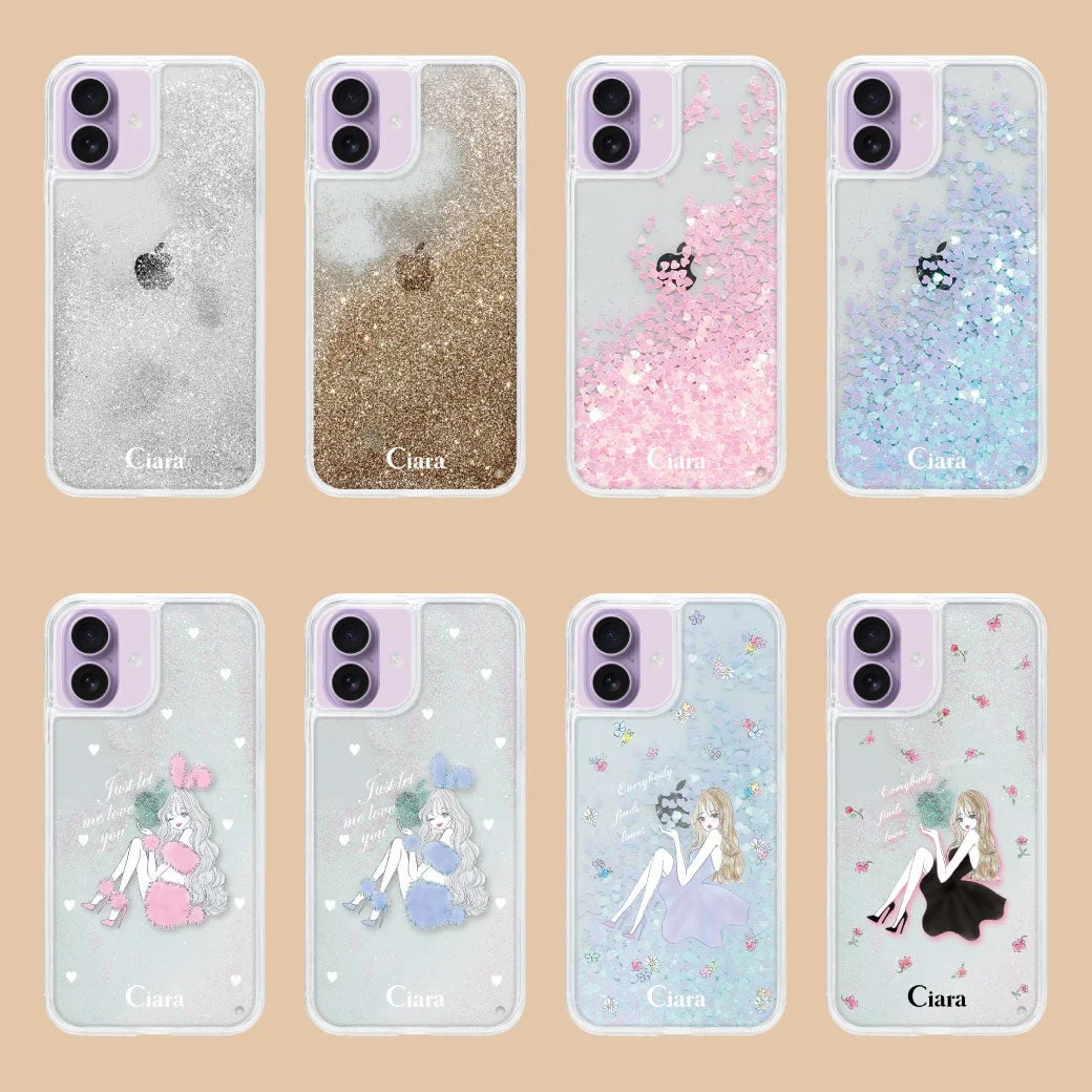 Ciaraグリッターオイルクリアケースの複数のデザインバリエーション