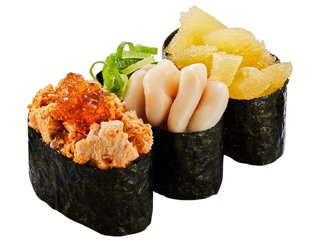 あん肝、白子、数の子の3種の冬ネタ軍艦三昧