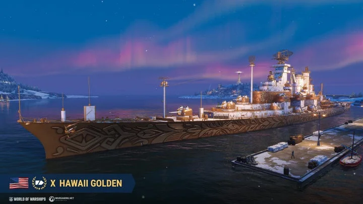 Tier X アメリカ巡洋艦「Hawaii Golden」のゲーム内ビジュアル