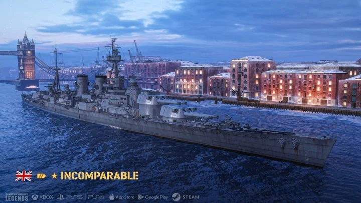 Tier X イギリス戦艦「Incomparable」のゲーム内ビジュアル