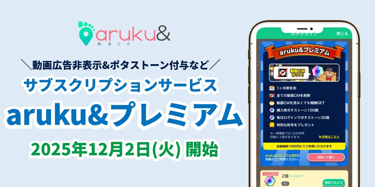 ウォーキングアプリaruku&プレミアムのサービス概要とアプリ画面