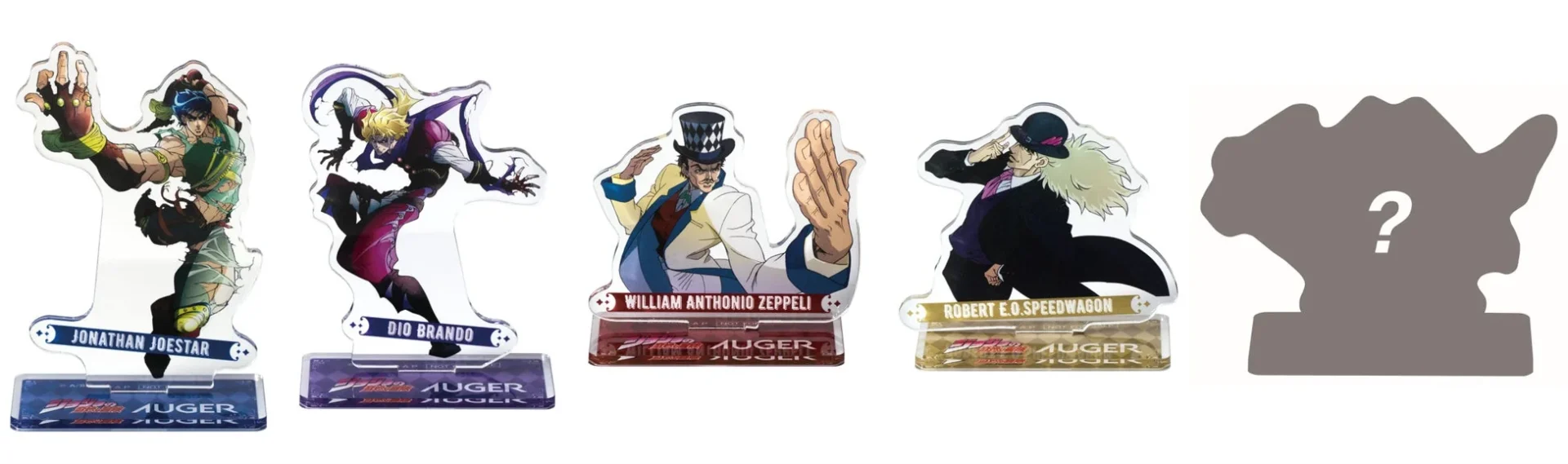 「ファントムブラッド」のジョナサン、ディオ、ツェペリ、スピードワゴン、シークレットのアクリルスタンド。