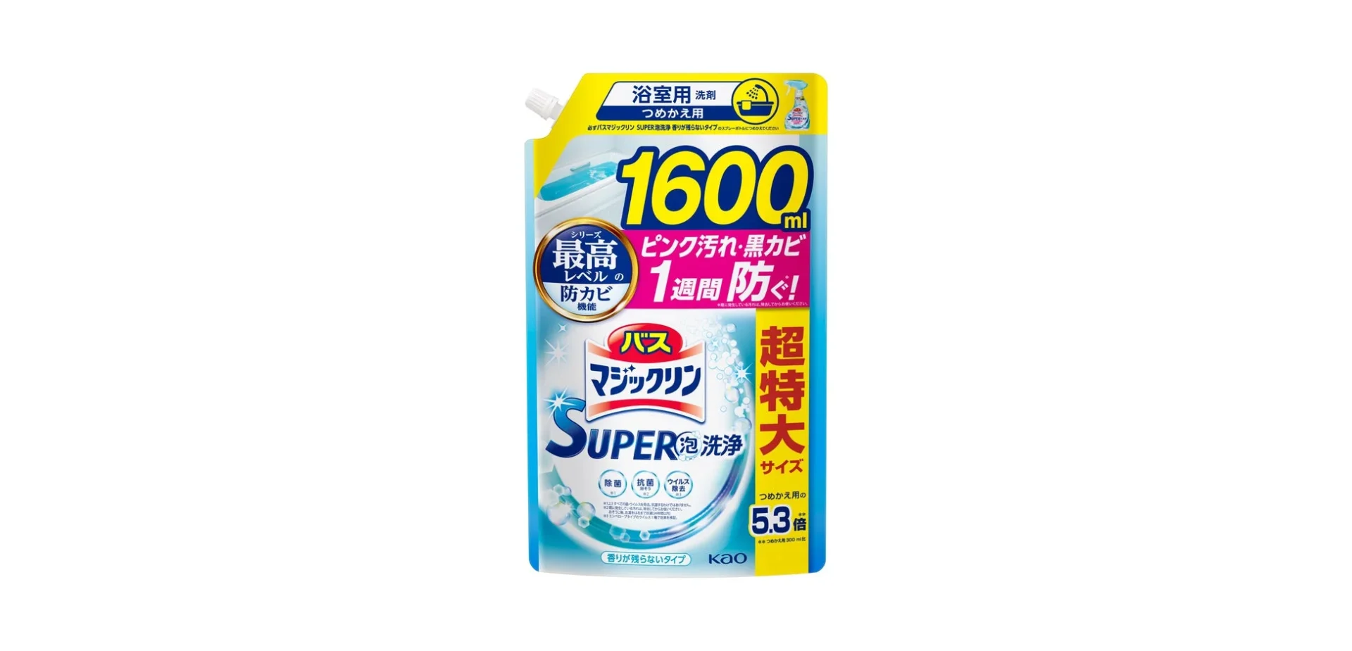花王バスマジックリン無香詰替1600mlのパッケージ