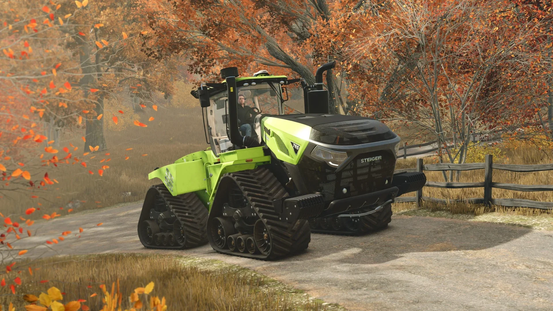 ライムグリーンのCase IH Steiger 785 Quadtrac Special Editionトラクター