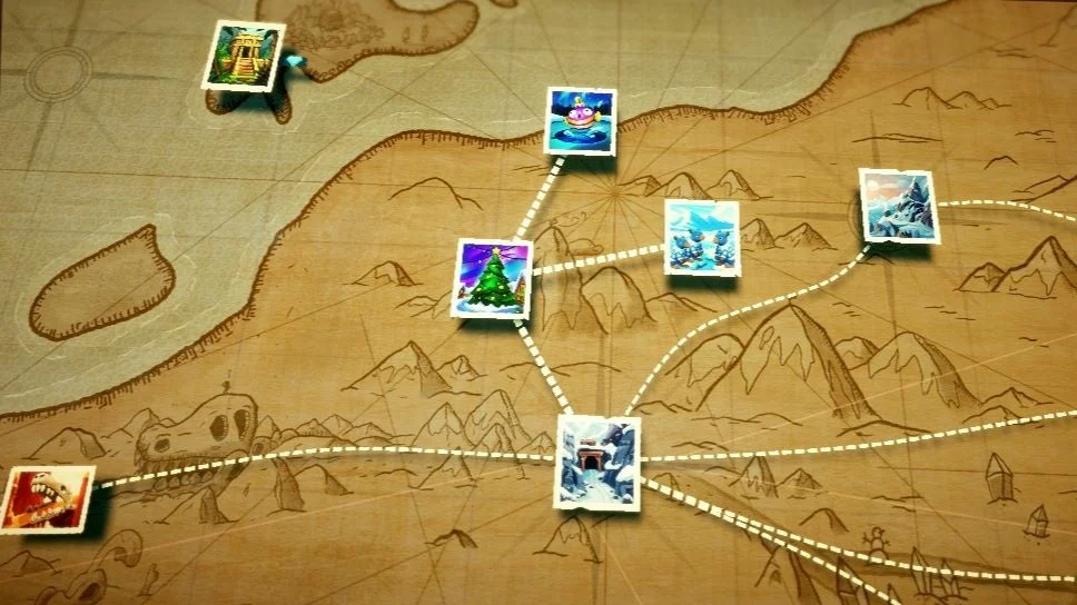 無料アップデート「ジンジャーブレッド村」で追加される「ウィンタータウン」の調査地点を示すマップ。