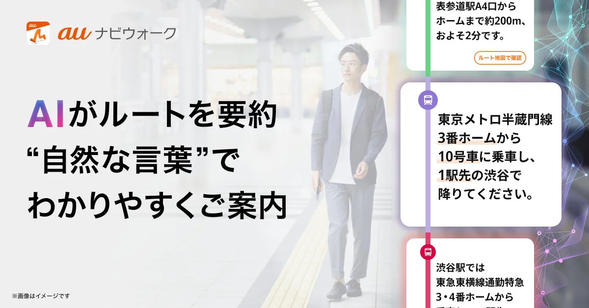 auナビウォーク AIルート案内のコンセプト画面