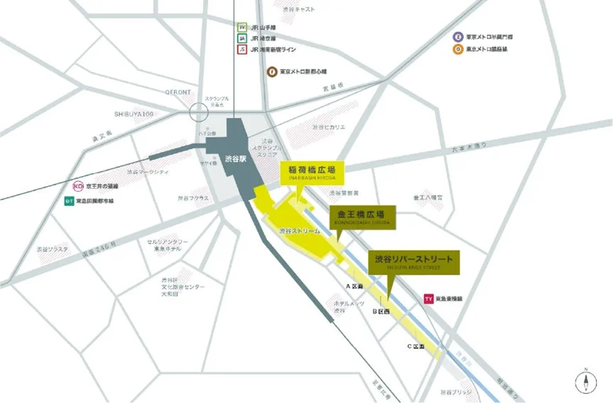 渋谷ストリーム稲荷橋広場を含む会場周辺マップ