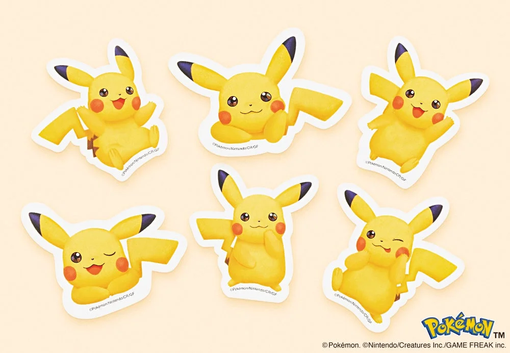 ピカチュウ缶に付属する6種類のスペシャルステッカー