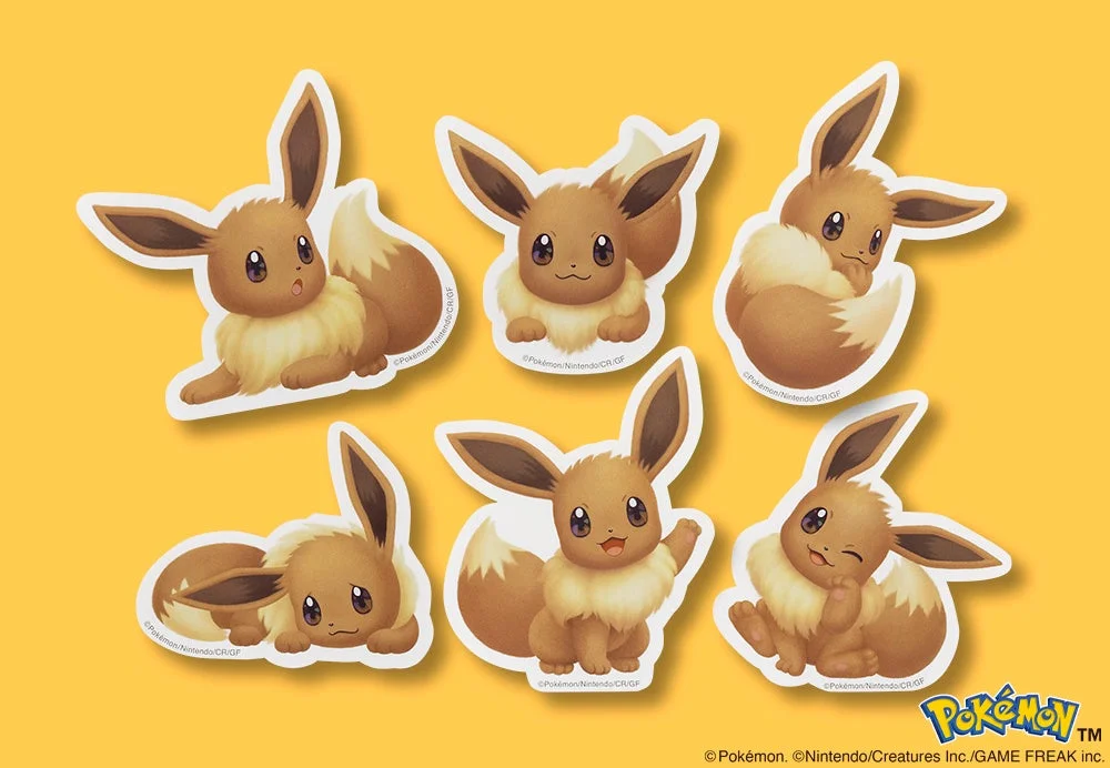 イーブイ缶に付属する6種類のスペシャルステッカー