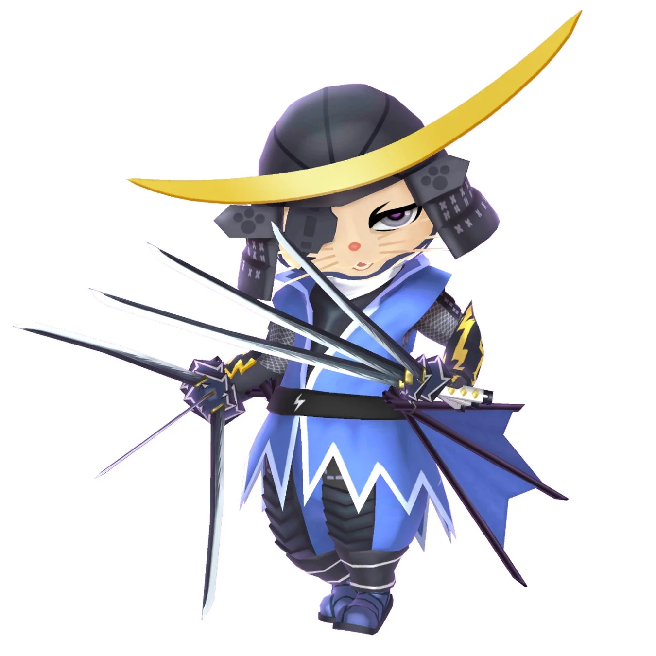 伊達政宗の甲冑をまとったアイルーのイラスト