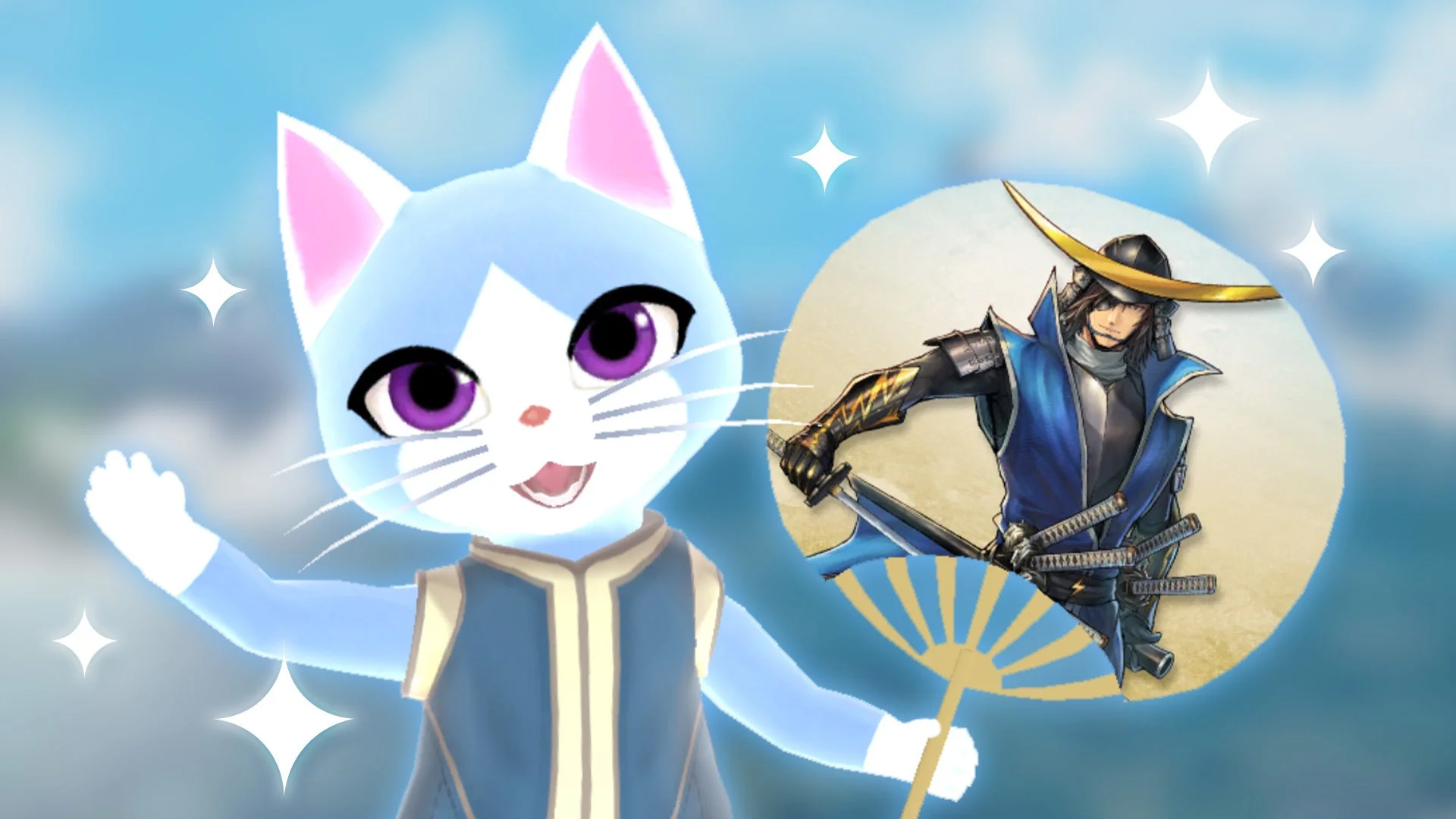 アイルーが政宗団扇を装備した姿