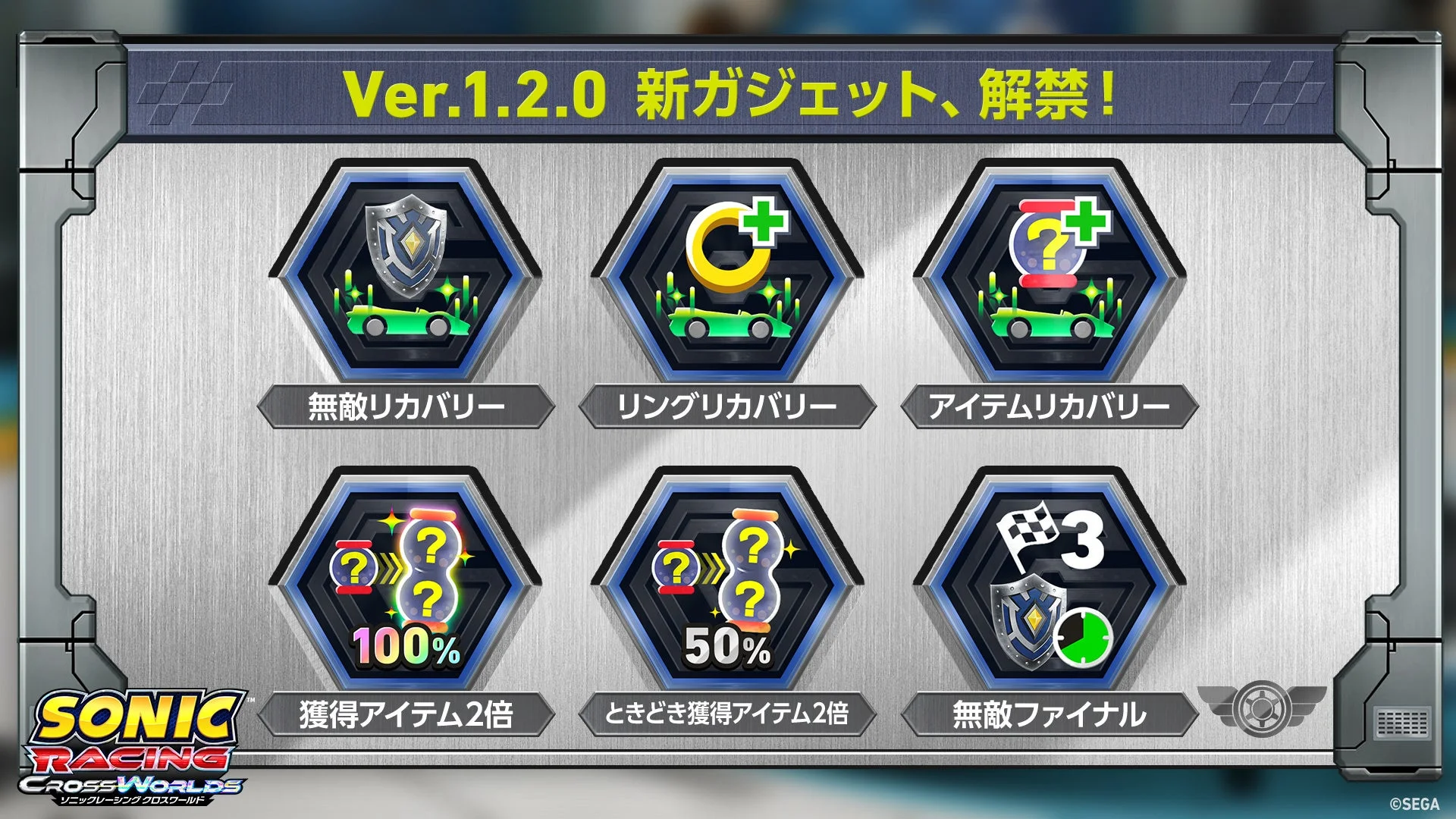 新しく追加される6種類のガジェットアイコンと名称一覧