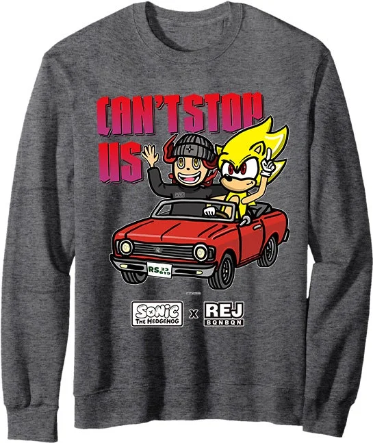 ソニックとれじぇくんが車に乗るデザインのトレーナー