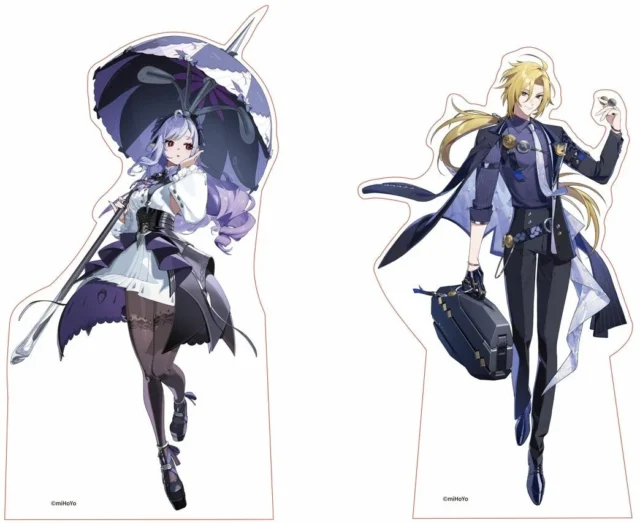 ゼンレスゾーンゼロのキャラクター、ヒューゴとビビアンの等身大パネル