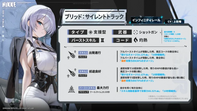 新SSRニケ「ブリッド：サイレントトラック」のスキル詳細画面
