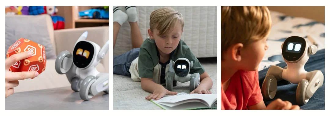 Loonaと遊ぶ子どもたち。家族の会話が生まれるシーン