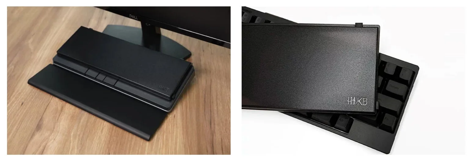 HHKBキーボードルーフの装着イメージと製品写真