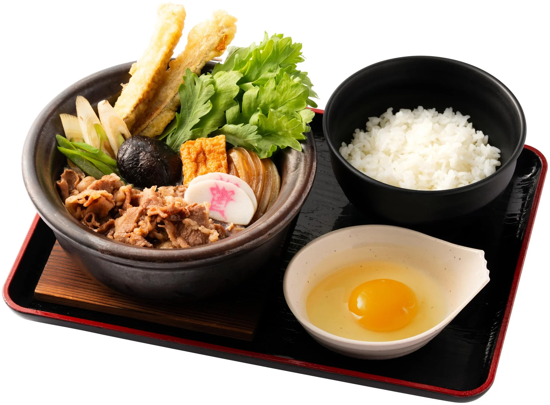 資さんうどん 牛すき鍋うどん小ライスセットの全体像