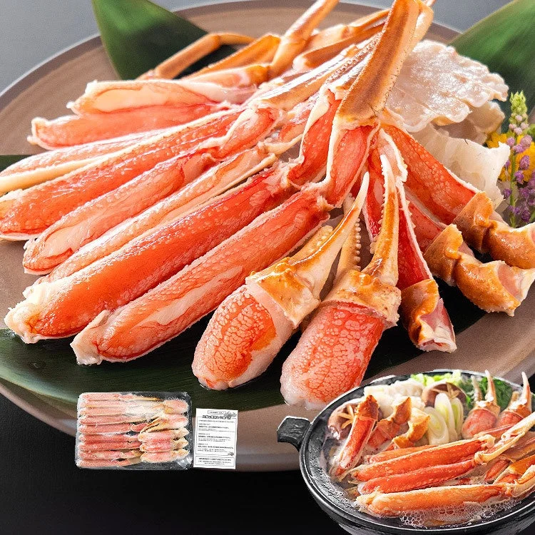 食の達人 森源商店のセールで提供される、豪華なカニの脚の盛り合わせ