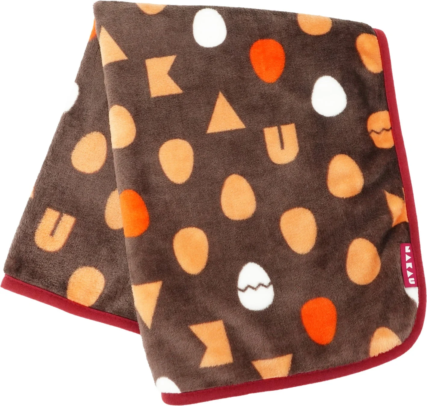 なか卯のこだわり卵をモチーフにした茶色のふわふわブランケット