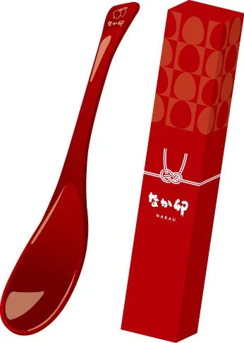なか卯のロゴが入ったシックな赤色の店舗用赤さじ