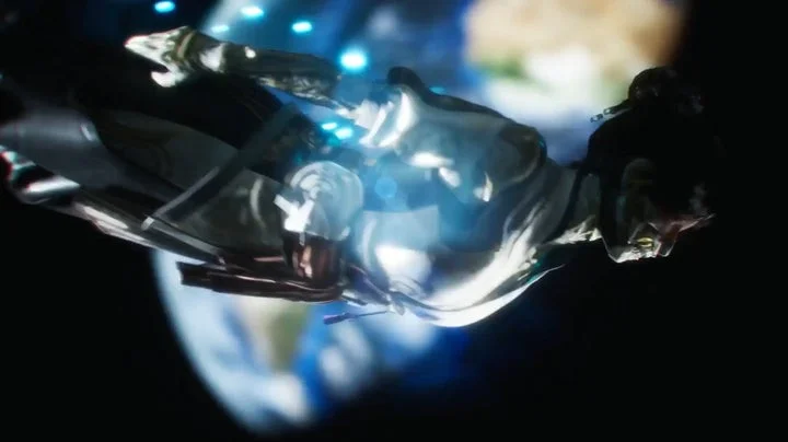 宇宙空間を高速移動する主人公ユズキ