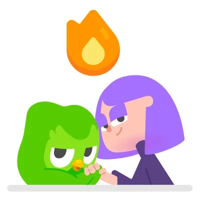 Duolingoの人気キャラクター、デュオとリリーの撮影イメージ